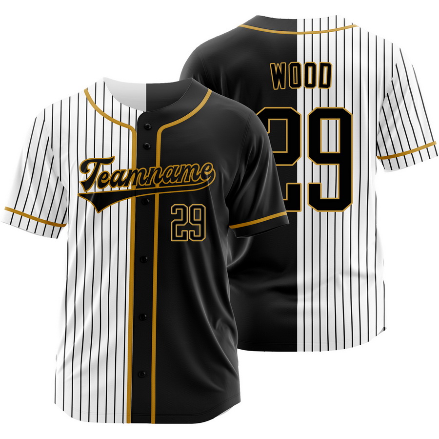 James Wood Black White Split Baseball Jersey Pinstripe Shirt