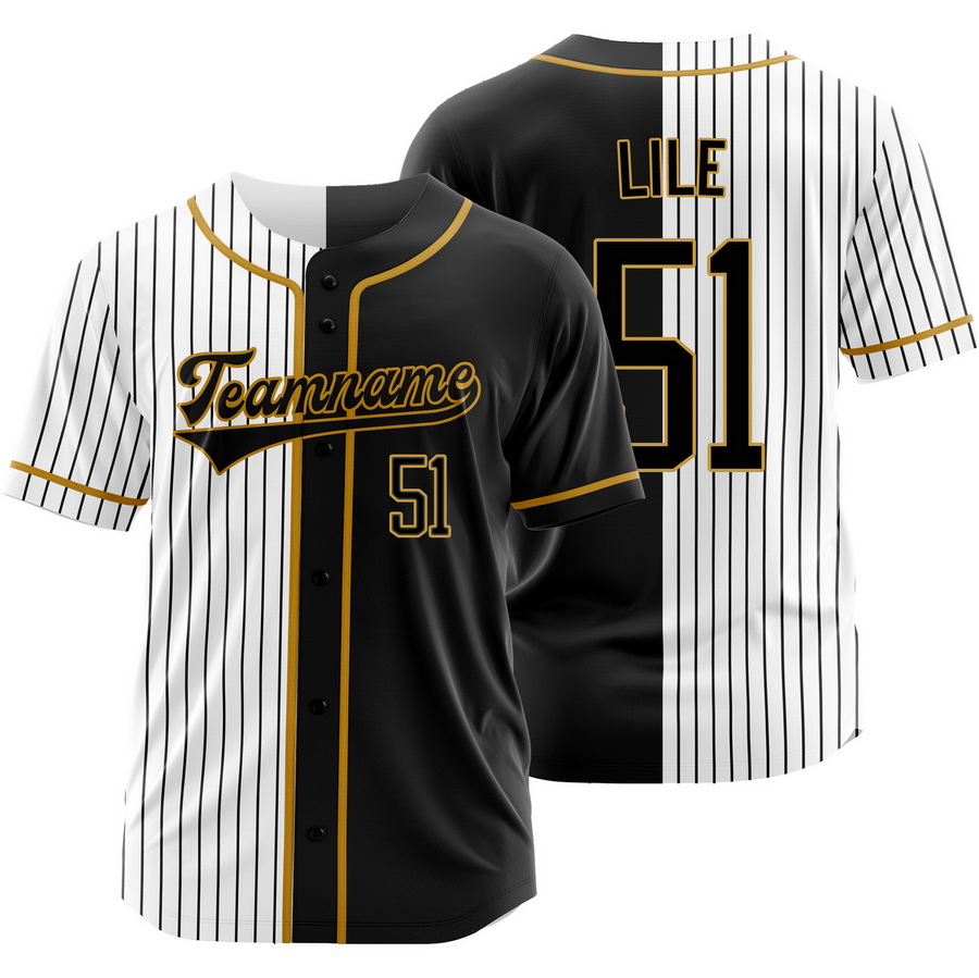 Daylen Lile Black White Split Baseball Jersey Pinstripe Shirt