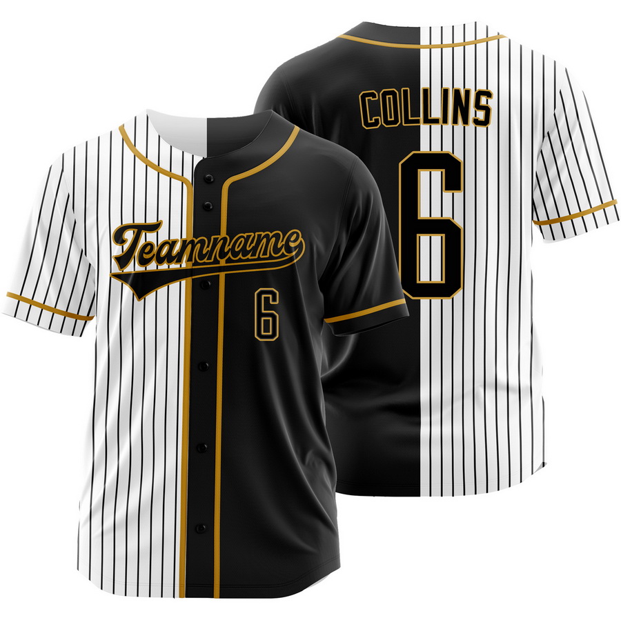 Isaac Collins Black White Split Baseball Jersey Pinstripe Shirt