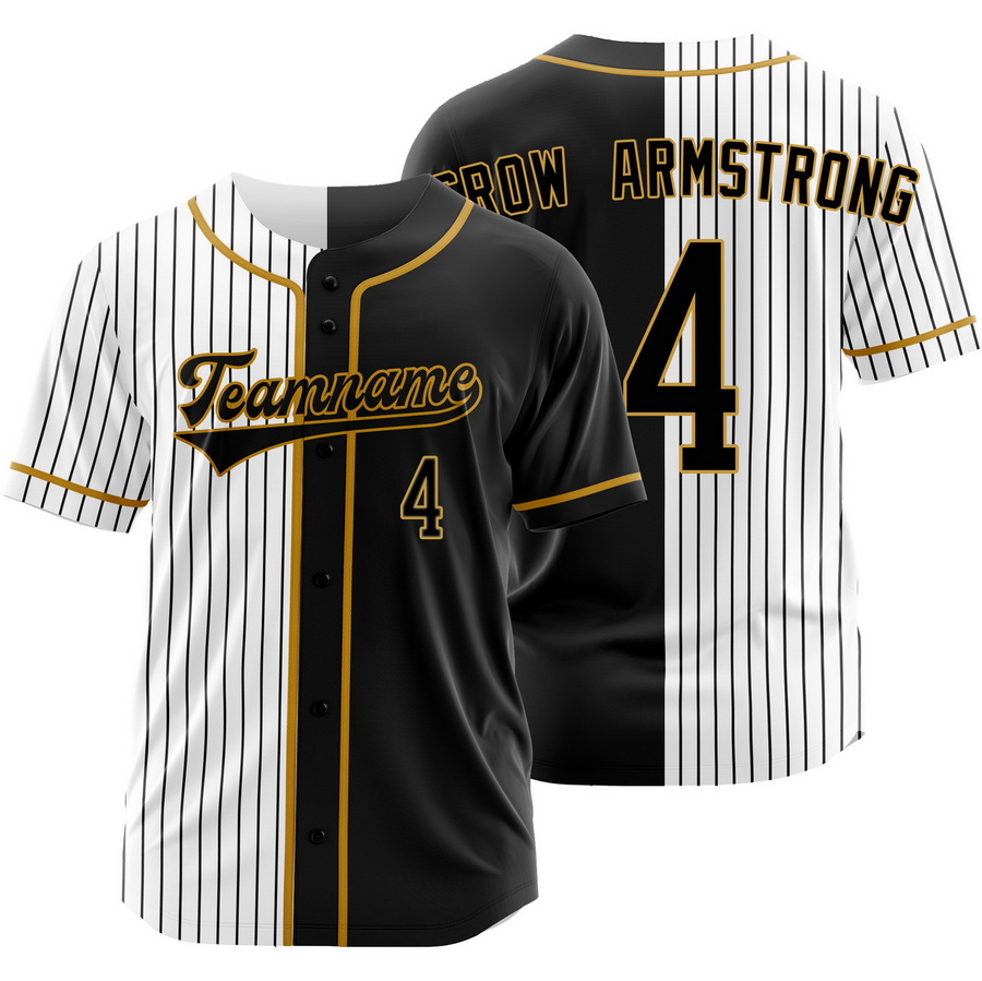 Pete Crow-Armstrong Black White Split Jersey Pinstripe Shirt