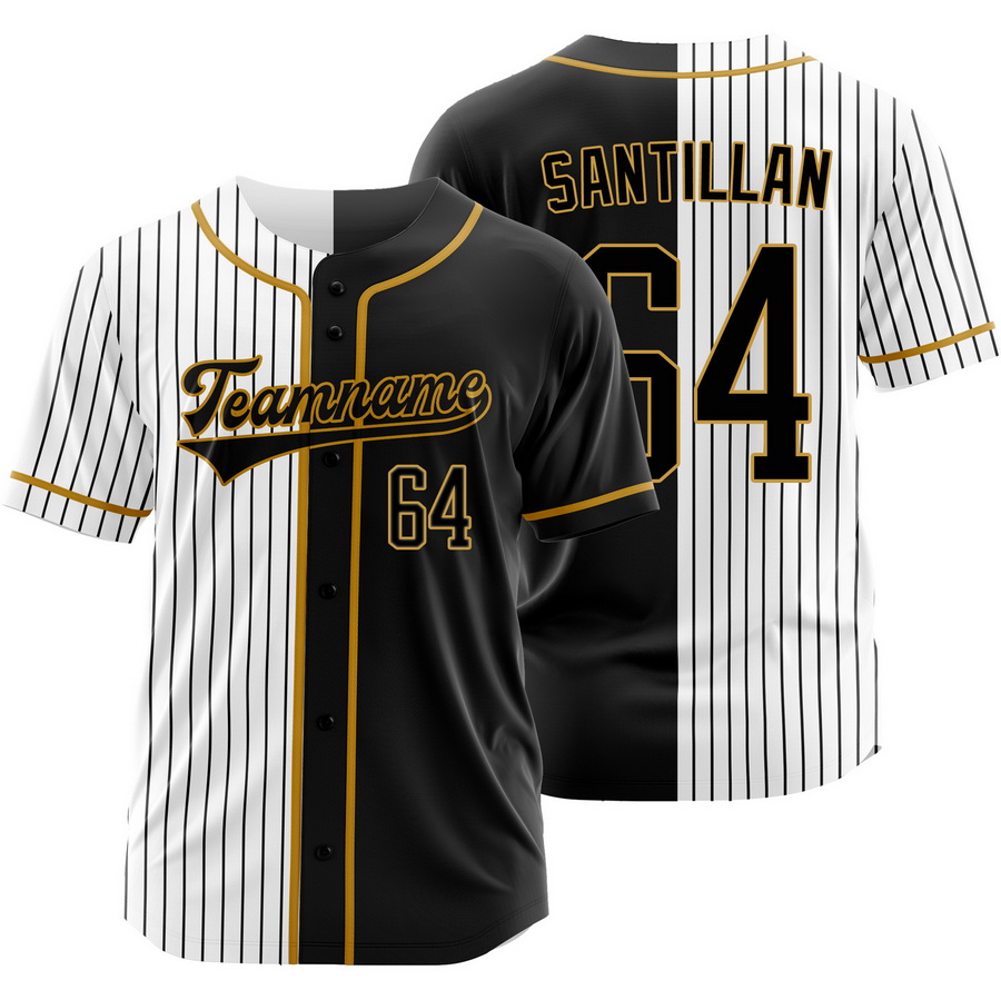 Tony Santillan Black White Split Baseball Jersey Pinstripe Shirt