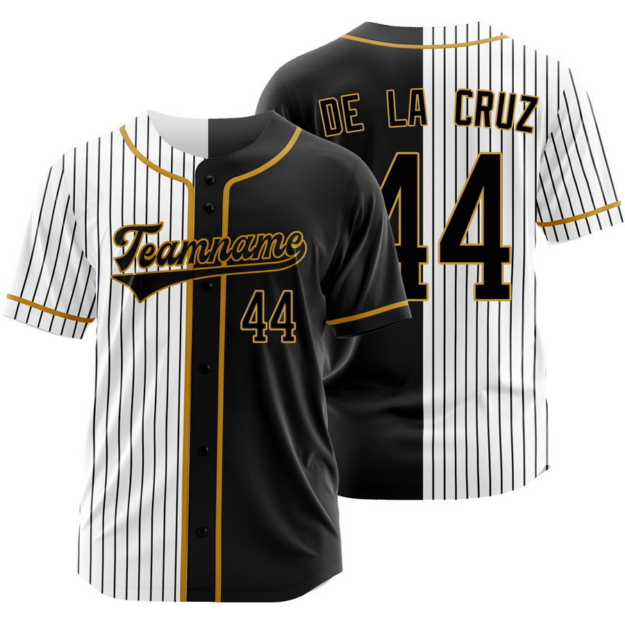 Elly De La Cruz Black White Split Baseball Jersey Pinstripe Shirt