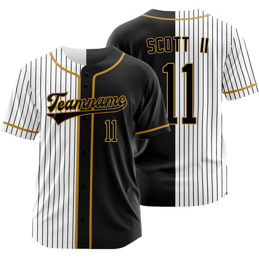 Victor Scott II Black White Split Baseball Jersey Pinstripe Shirt