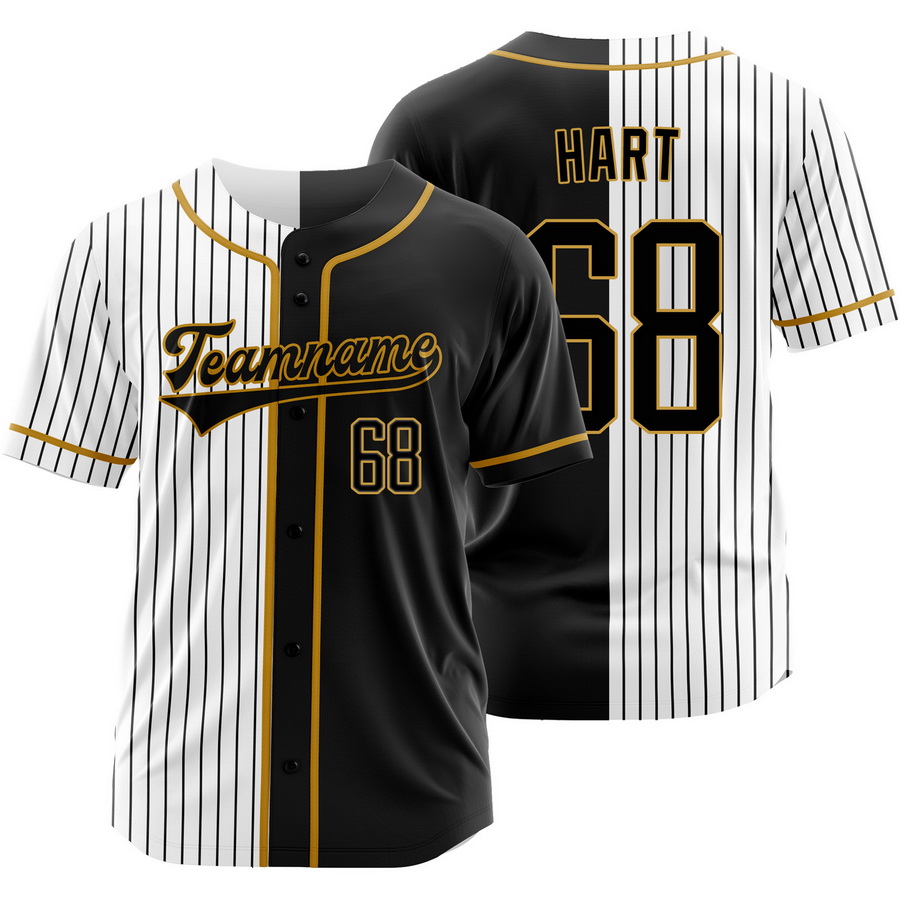Kyle Hart Black White Split Baseball Jersey Pinstripe Shirt