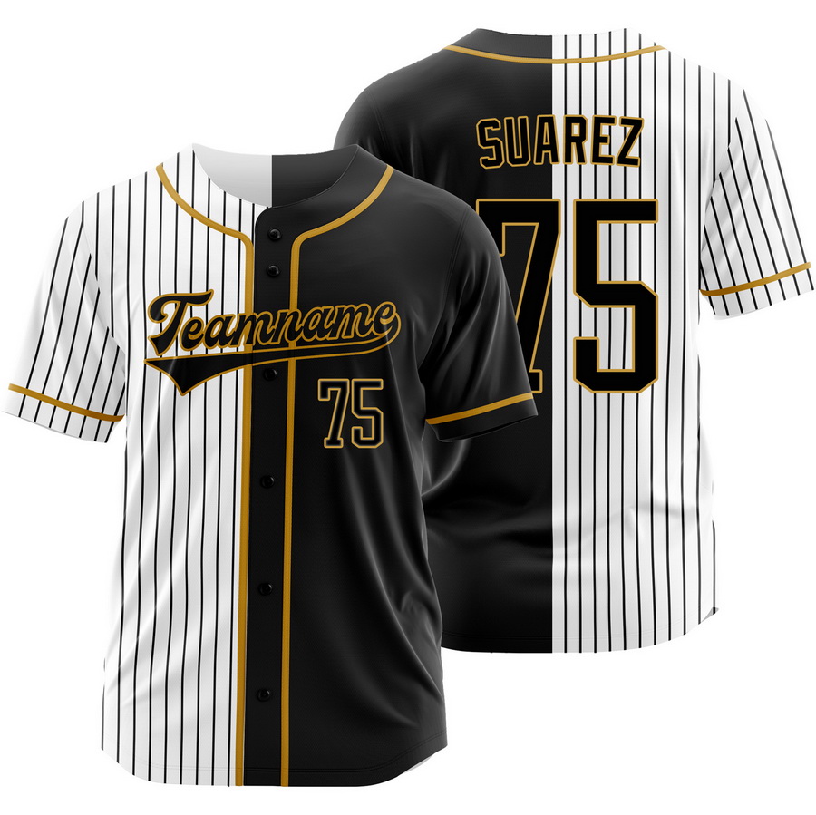 Robert Suarez Black White Split Baseball Jersey Pinstripe Shirt