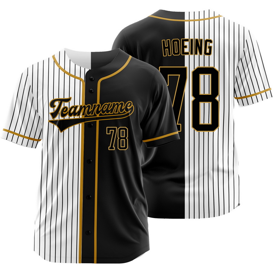 Bryan Hoeing Black White Split Baseball Jersey Pinstripe Shirt