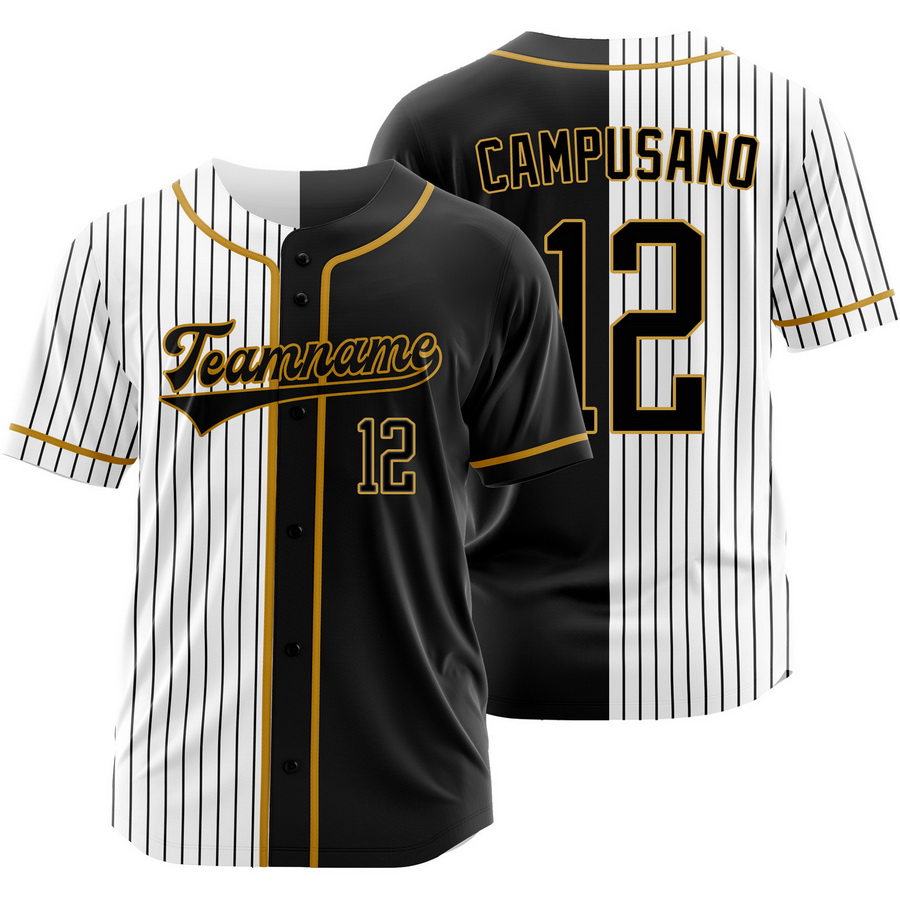 Luis Campusano Black White Split Baseball Jersey Pinstripe Shirt