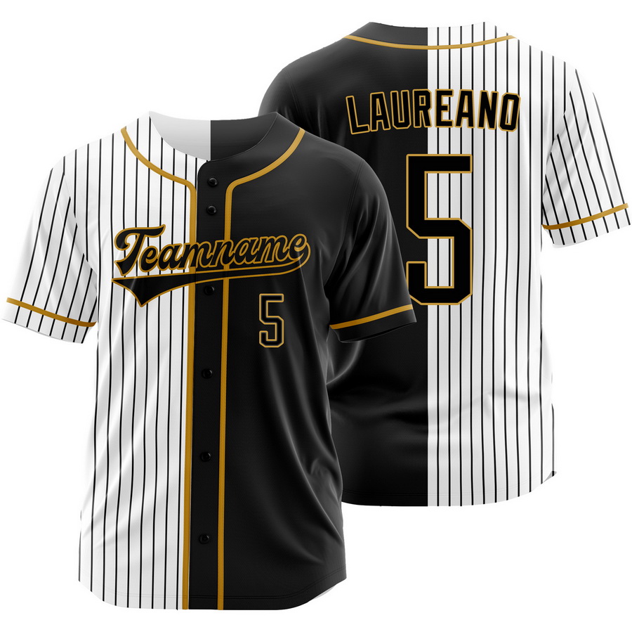 Ramon Laureano Black White Split Baseball Jersey Pinstripe Shirt