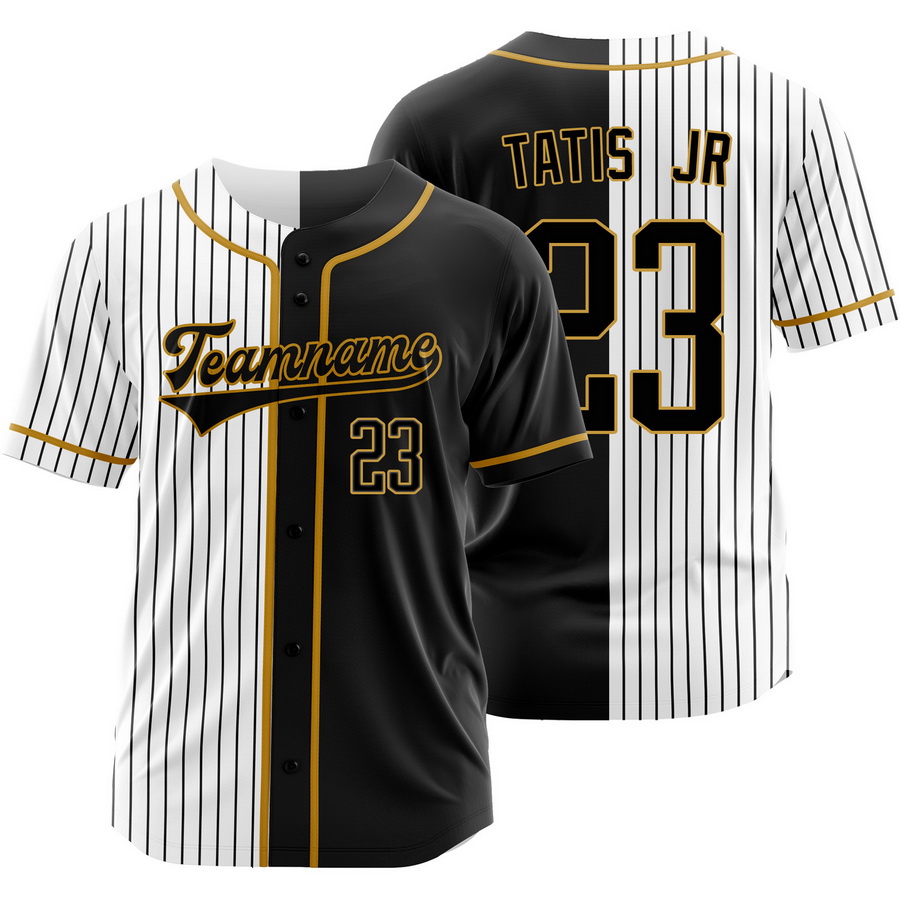 Fernando Tatis Jr. Black White Split Baseball Jersey Pinstripe Shirt