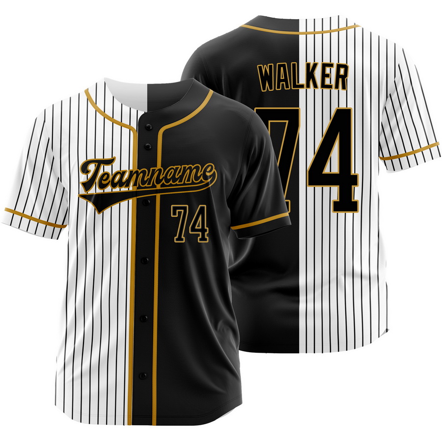 Ryan Walker Black White Split Baseball Jersey Pinstripe Shirt