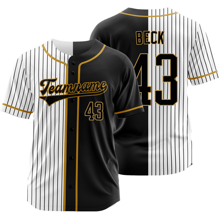 Tristan Beck Black White Split Baseball Jersey Pinstripe Shirt