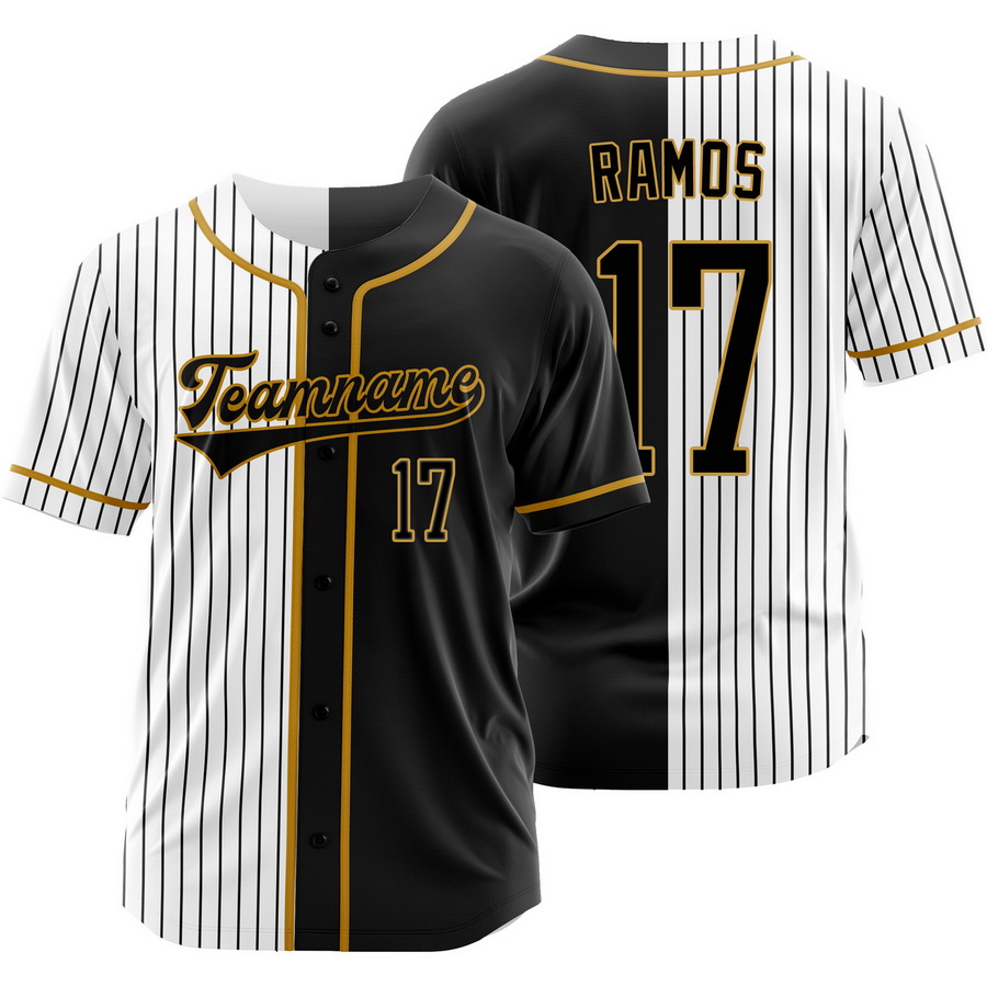 Heliot Ramos Black White Split Baseball Jersey Pinstripe Shirt