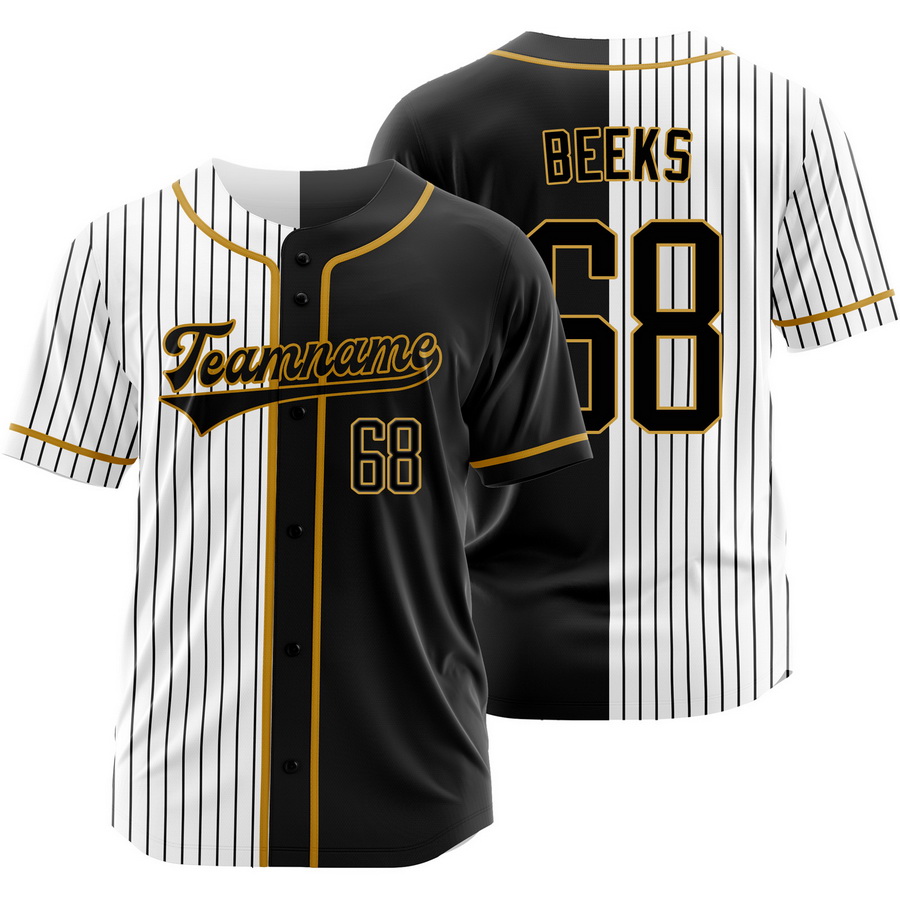 Jalen Beeks Black White Split Baseball Jersey Pinstripe Shirt