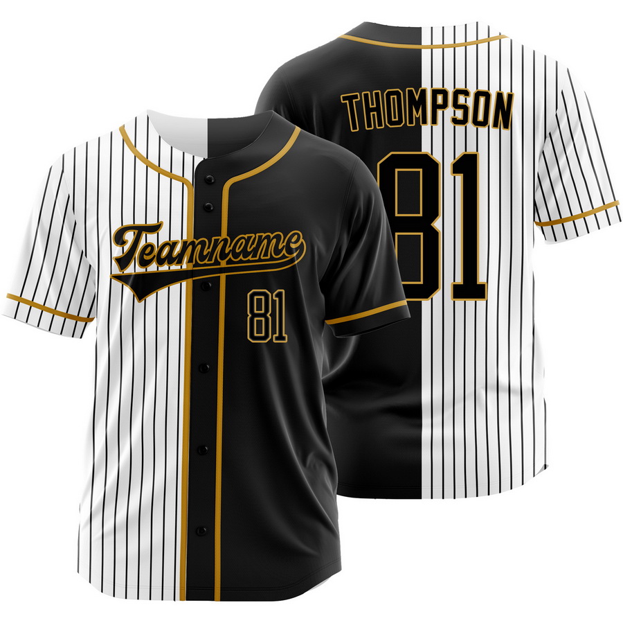 Ryan Thompson Black White Split Baseball Jersey Pinstripe Shirt