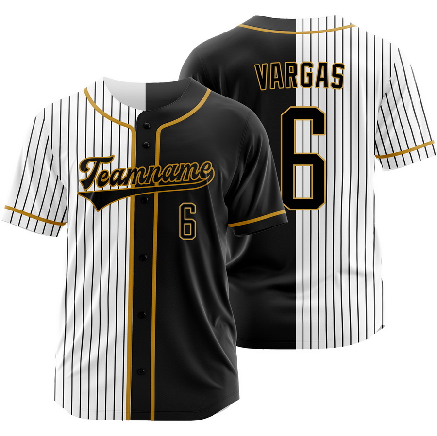 Ildemaro Vargas Black White Split Baseball Jersey Pinstripe Shirt