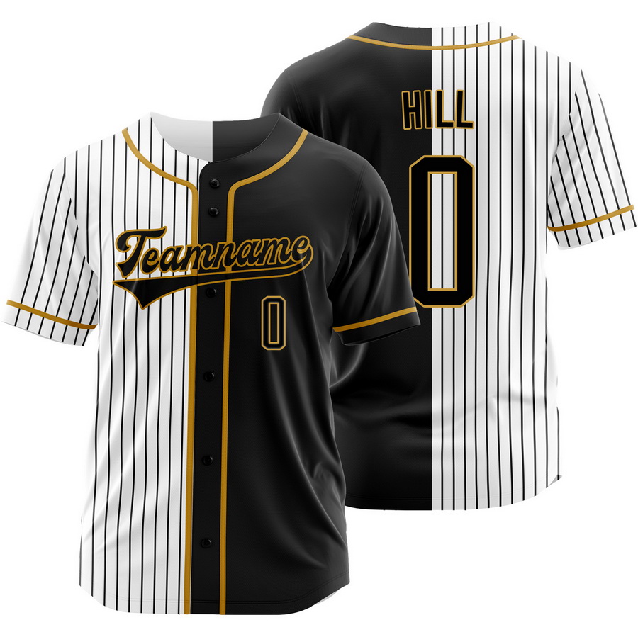 Jaden Hill Black White Split Baseball Jersey Pinstripe Shirt