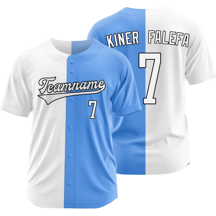 Isiah Kiner-Falefa White Blue Split Baseball Jersey Two Tone Shirt