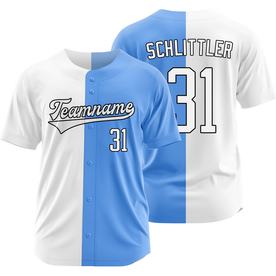 Cam Schlittler White Blue Split Baseball Jersey Two Tone Shirt