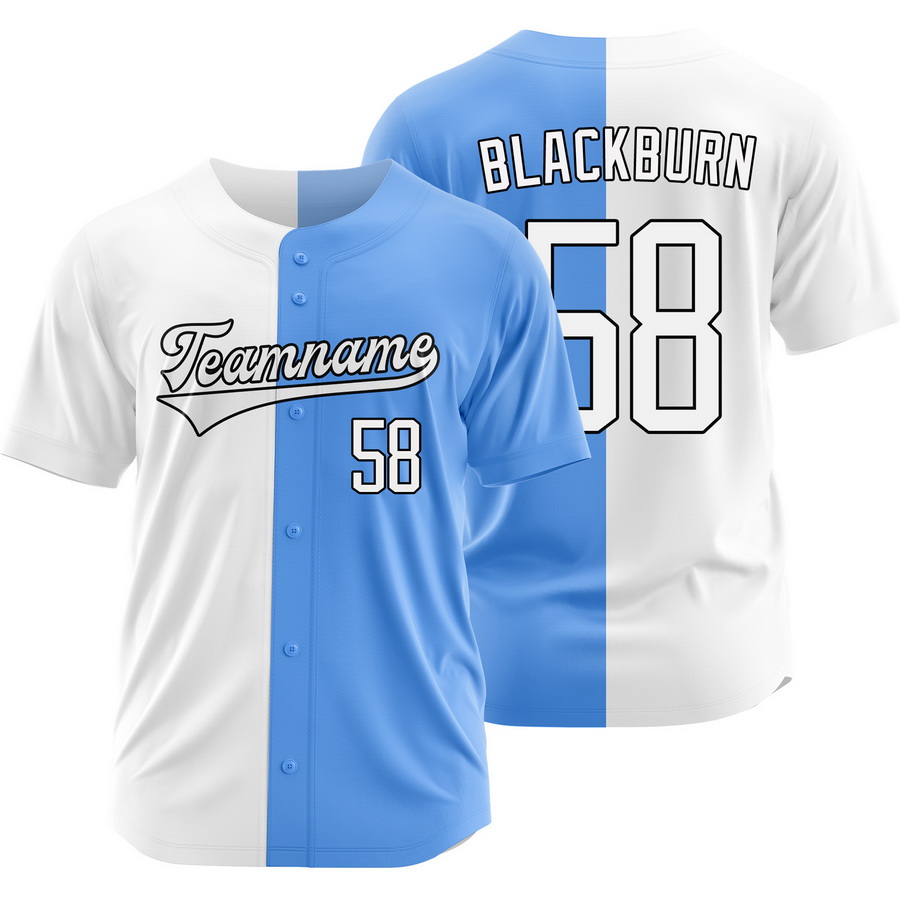 Paul Blackburn White Blue Split Baseball Jersey Two Tone Shirt