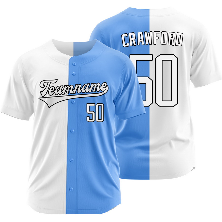 Kutter Crawford White Blue Split Baseball Jersey Two Tone Shirt