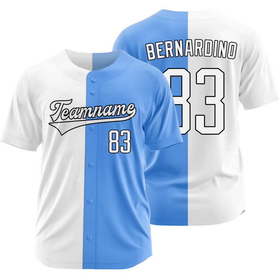 Brennan Bernardino White Blue Split Baseball Jersey Two Tone Shirt