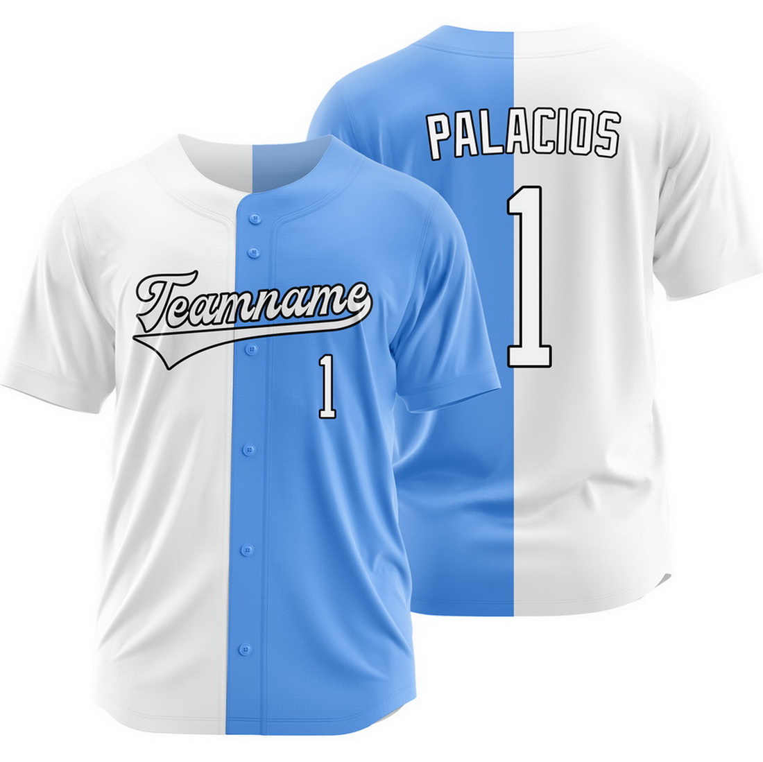 Richie Palacios White Blue Split Baseball Jersey Two Tone Shirt