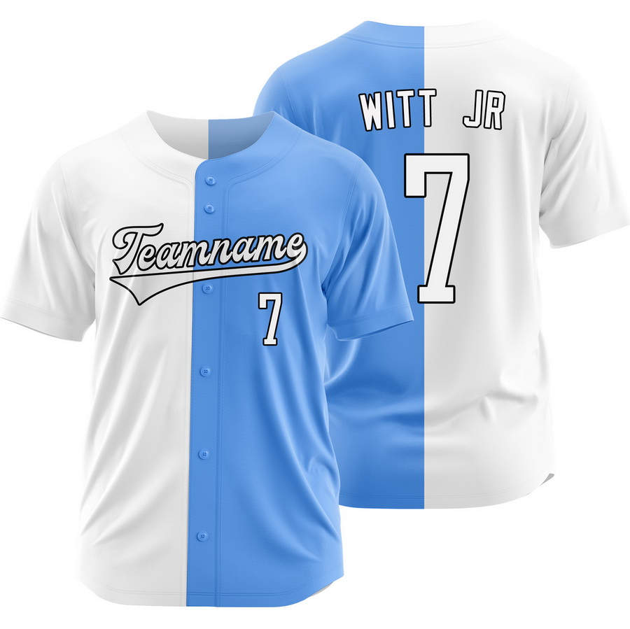 Bobby Witt Jr. White Blue Split Baseball Jersey Two Tone Shirt