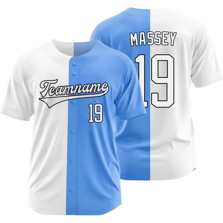 Michael Massey White Blue Split Baseball Jersey Two Tone Shirt