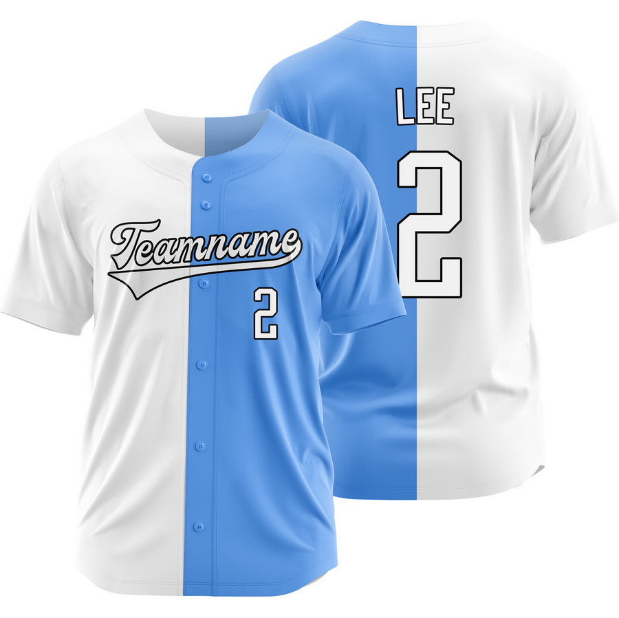 Brooks Lee White Blue Split Baseball Jersey Two Tone Shirt