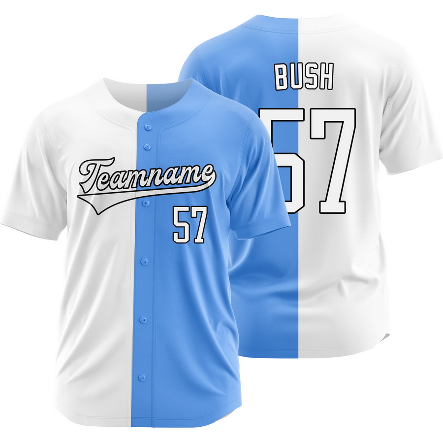 Ky Bush White Blue Split Baseball Jersey Two Tone Shirt