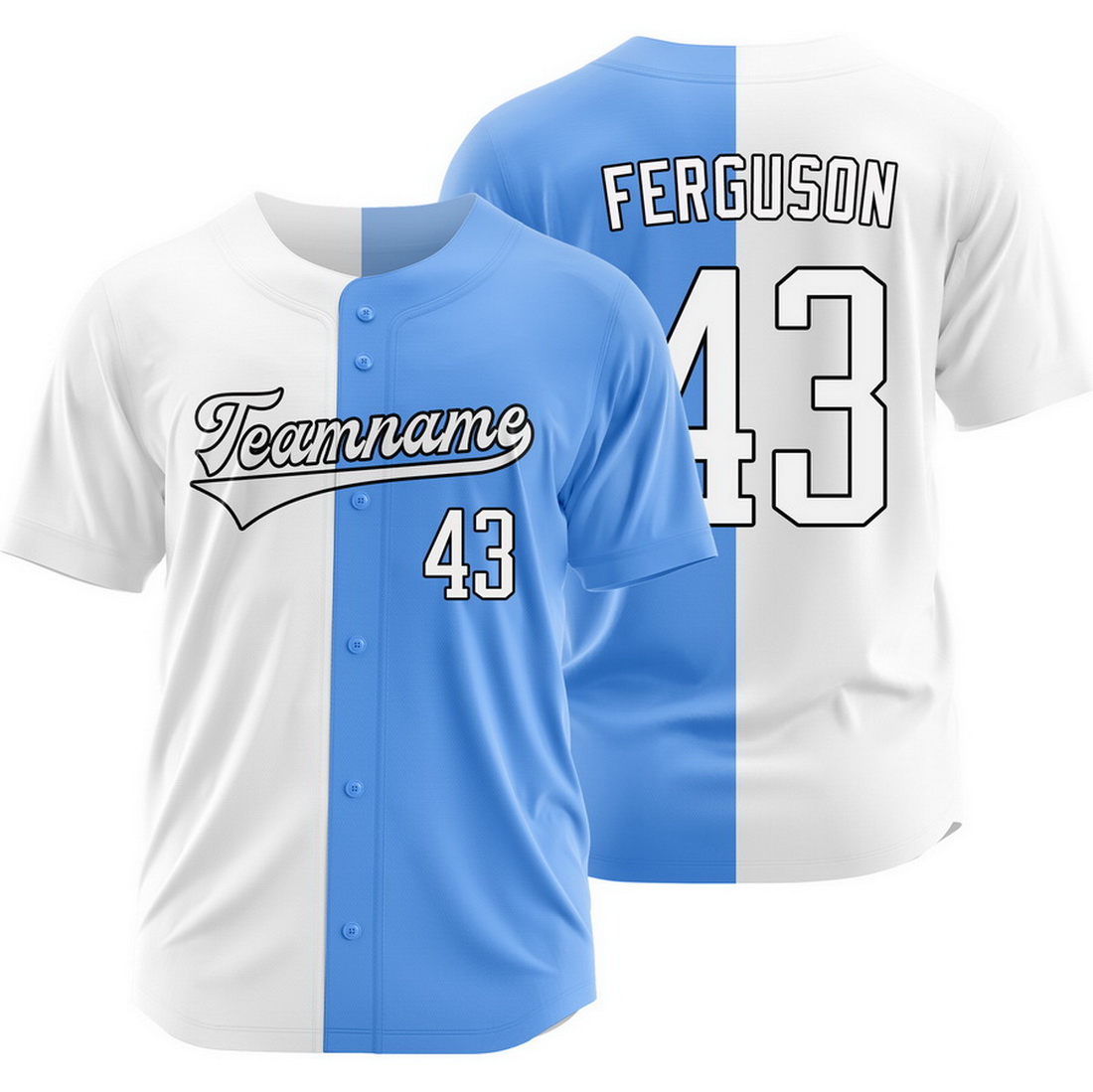 Caleb Ferguson White Blue Split Baseball Jersey Two Tone Shirt