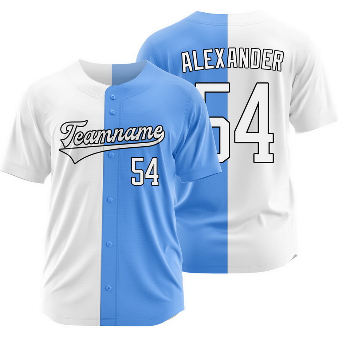 Jason Alexander White Blue Split Baseball Jersey Two Tone Shirt