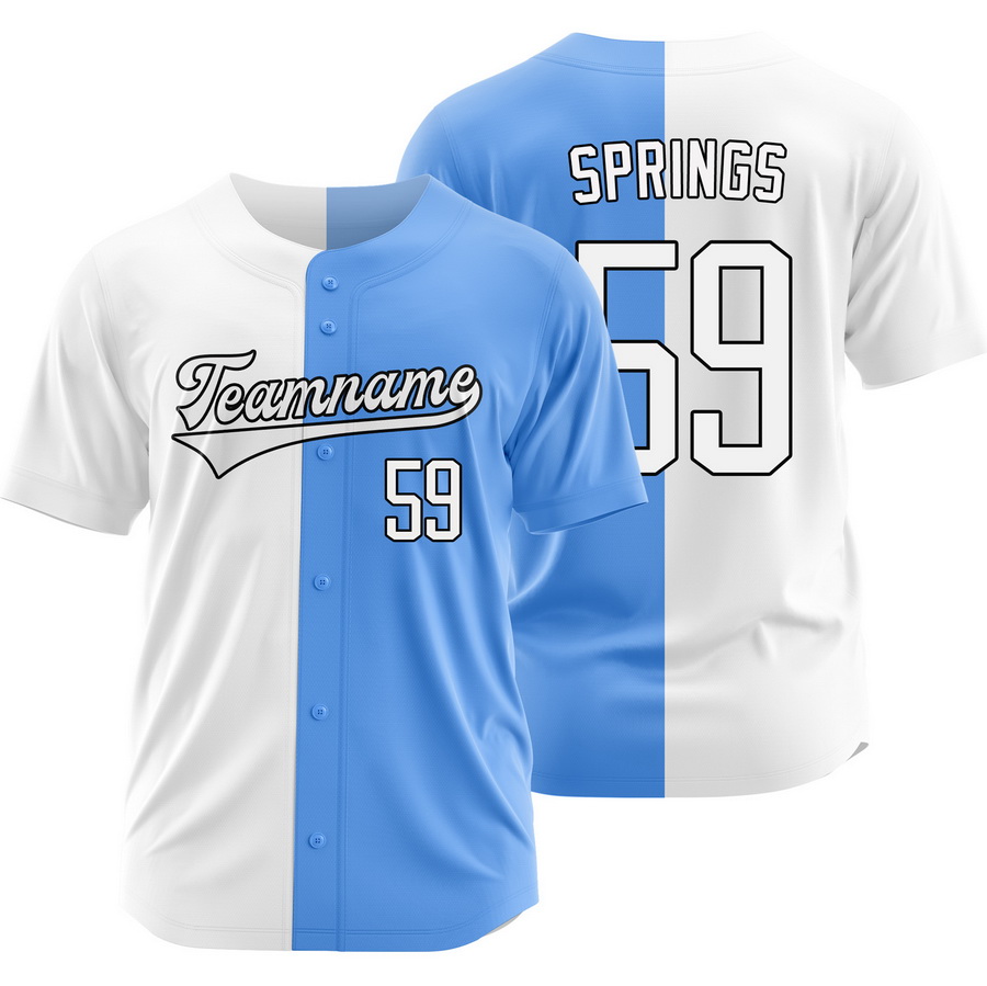Jeffrey Springs White Blue Split Baseball Jersey Two Tone Shirt