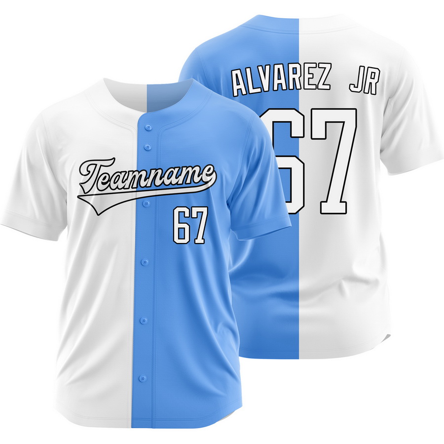 Nacho Alvarez Jr. White Blue Split Baseball Jersey Two Tone Shirt