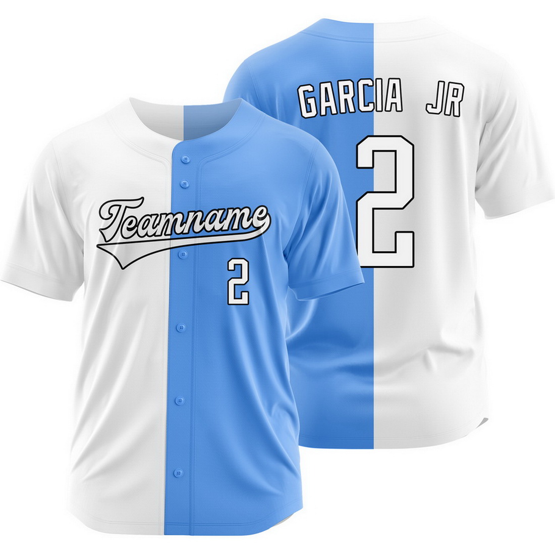 Luis Garcia Jr. White Blue Split Baseball Jersey Two Tone Shirt