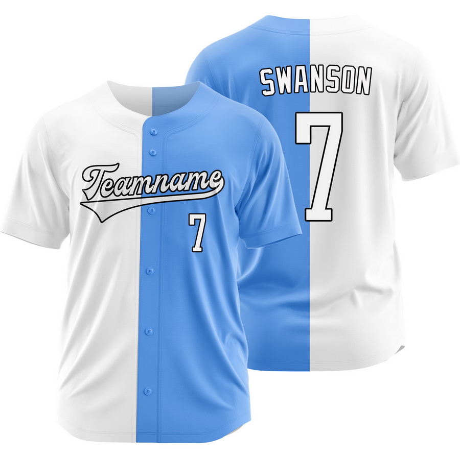 Dansby Swanson White Blue Split Baseball Jersey Two Tone Shirt