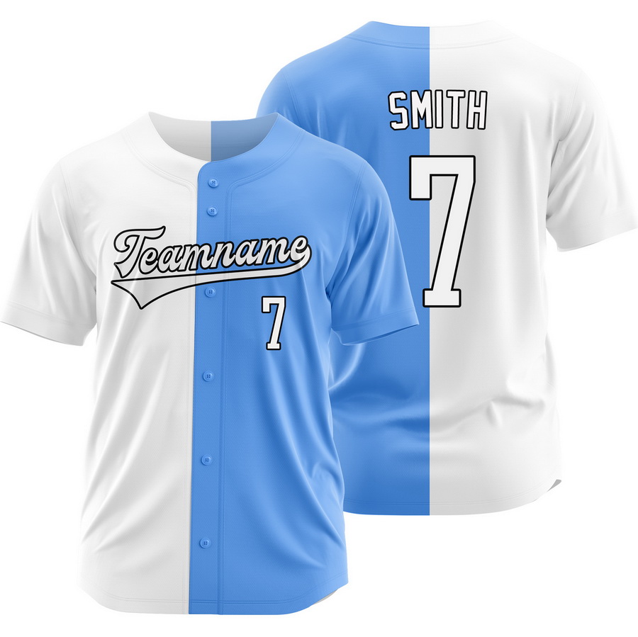 Dominic Smith White Blue Split Baseball Jersey Two Tone Shirt