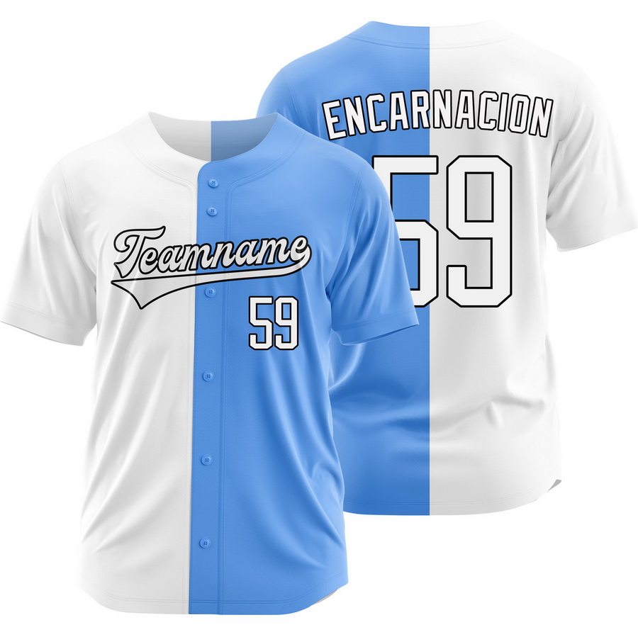 Jerar Encarnacion White Blue Split Baseball Jersey Two Tone Shirt