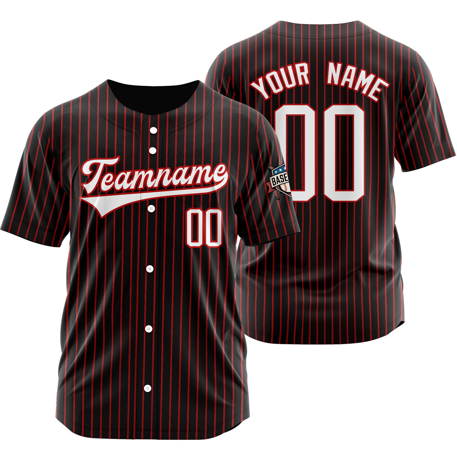 Custom Black White F Pinstripe Baseball Jersey Stitched Printed
