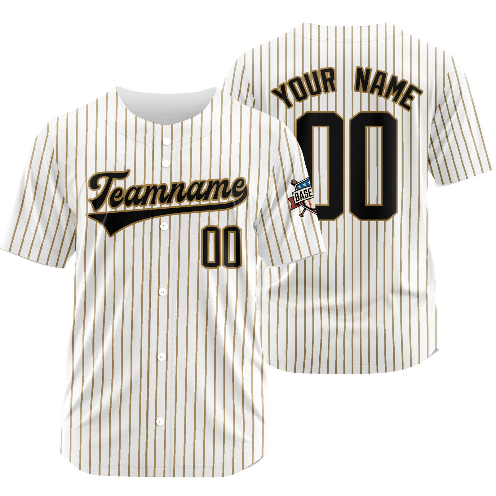 Custom White Black Pinstripe Baseball Jersey Stitched Printed