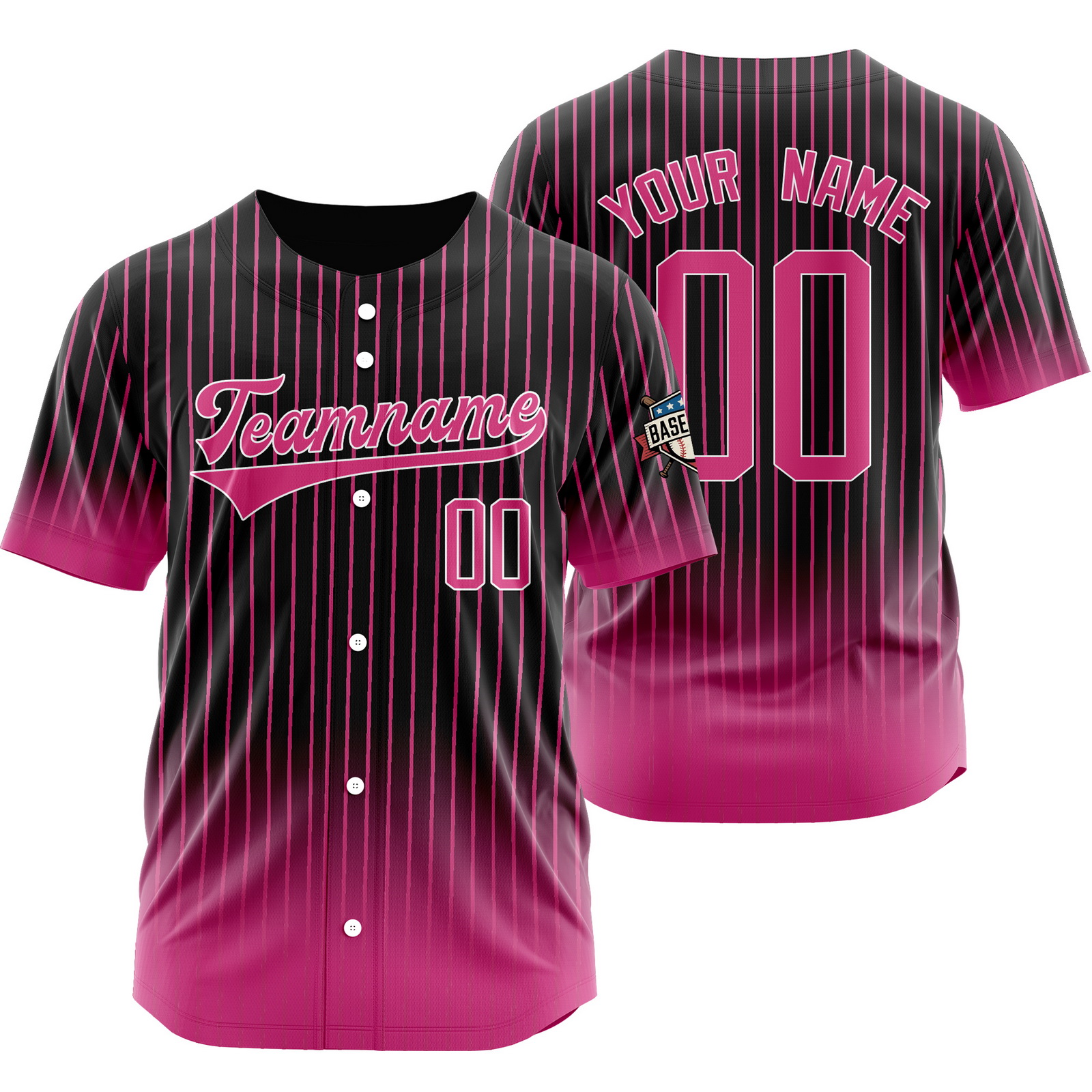 Custom Black Pink B Pinstripe Baseball Jersey Stitched Printed