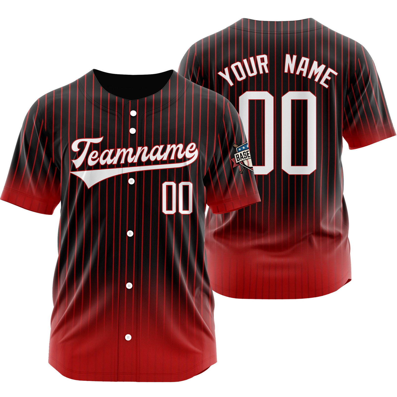 Custom Black Red Pinstripe Baseball Jersey Stitched Printed