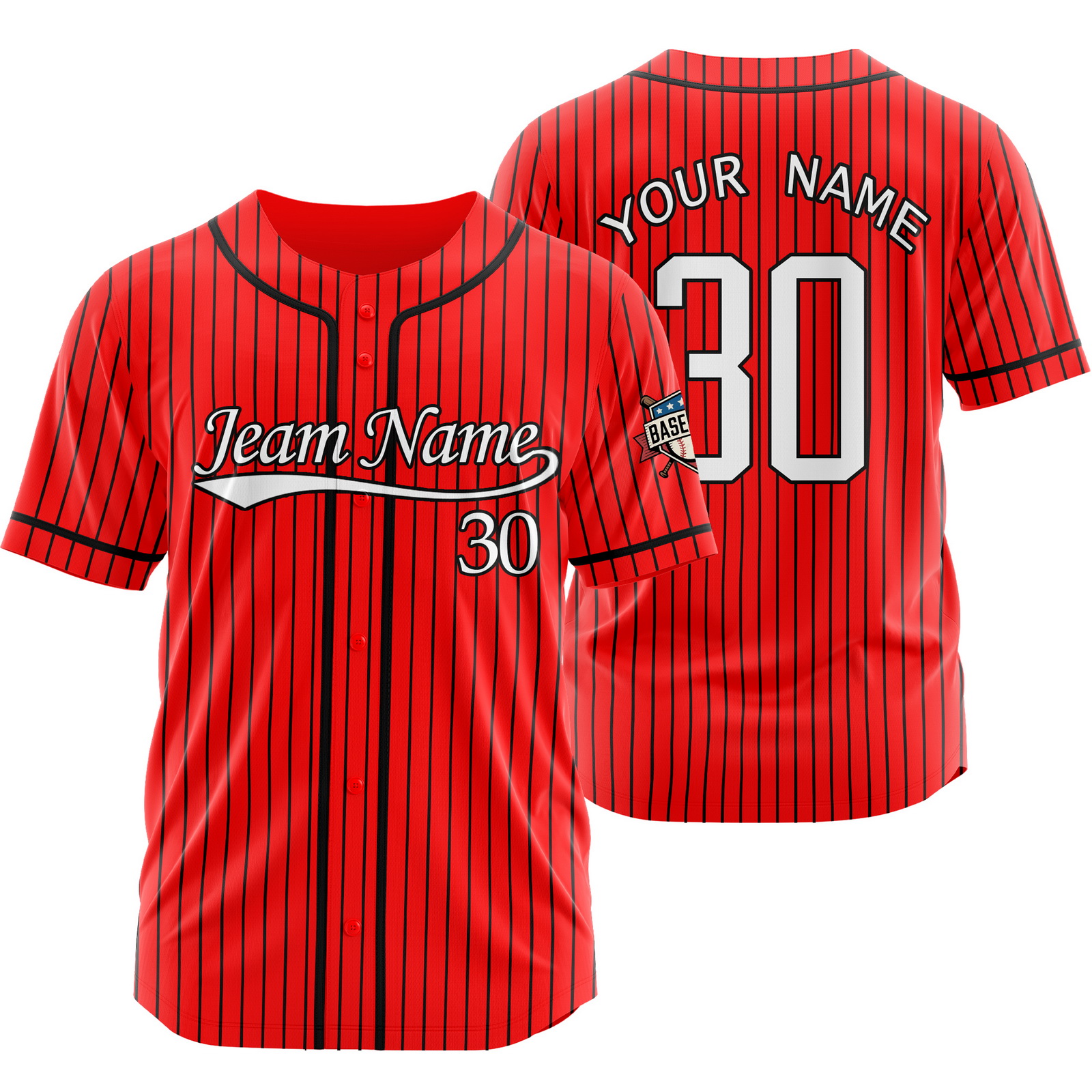 Custom Red White Pinstripe Baseball Jersey for Men Women Kids