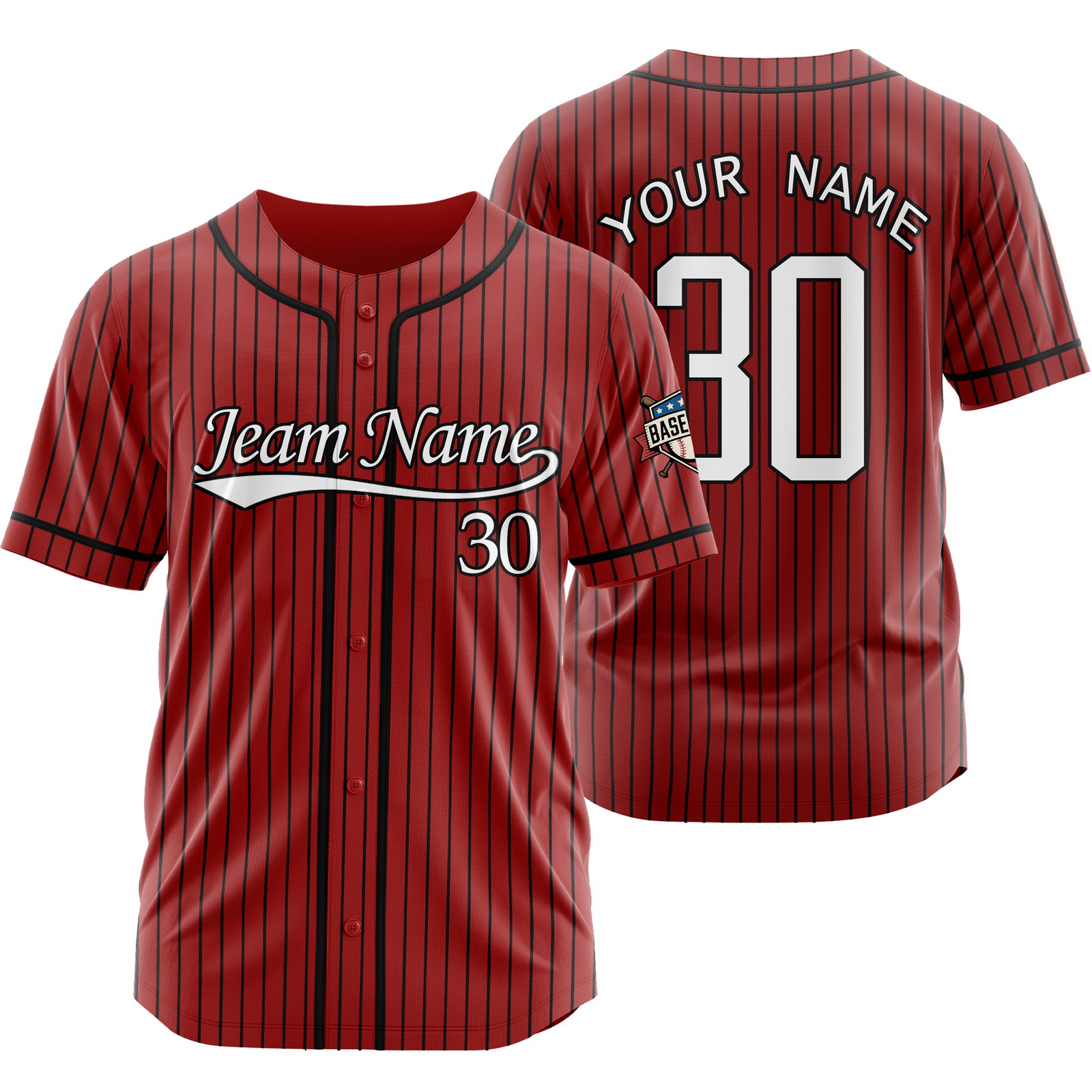 Custom Maroon White Pinstripe Baseball Jersey for Men Women Kids