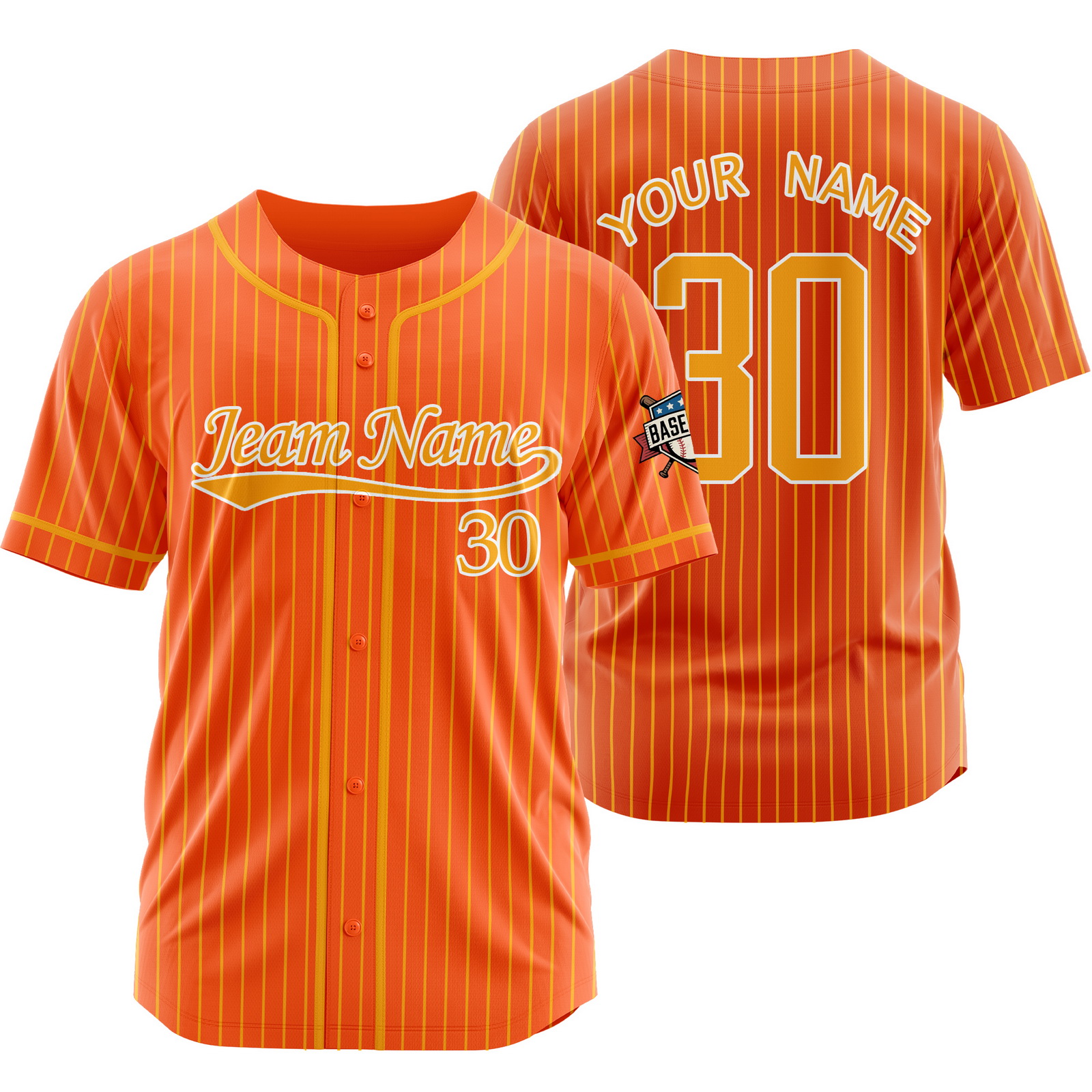 Custom Orange Orange Pinstripe Baseball Jersey for Men Women Kids