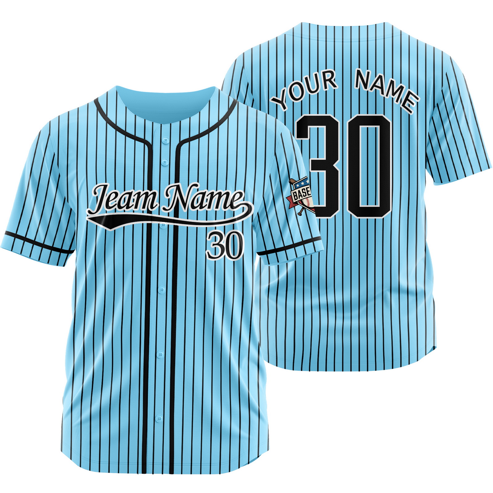 Custom Blue White Pinstripe Baseball Jersey for Men Women Kids