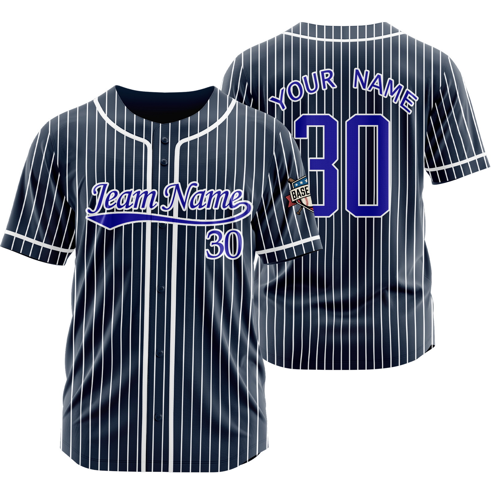 Custom Navy Blue Pinstripe Baseball Jersey for Men Women Kids