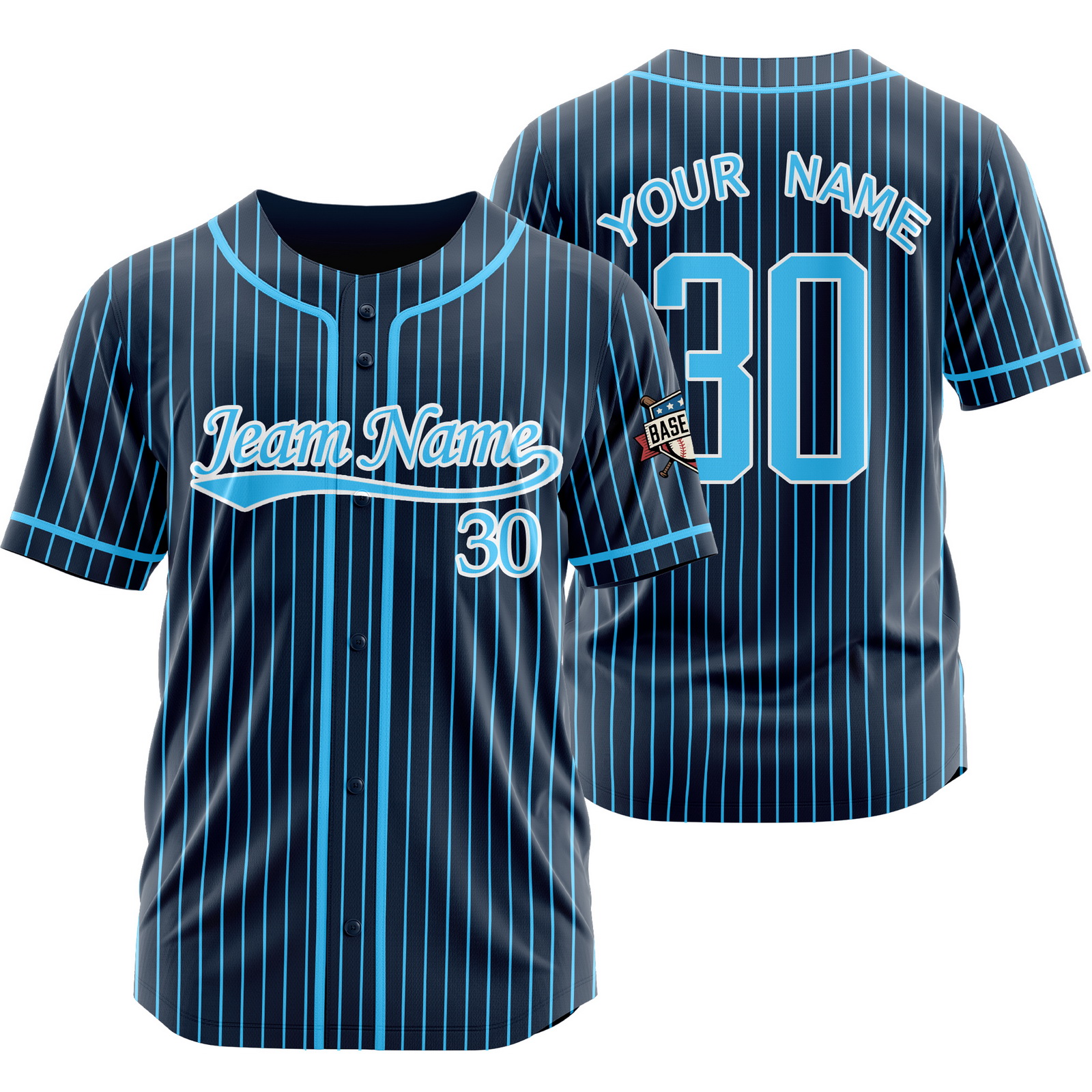 Custom Navy Blue M Pinstripe Baseball Jersey for Men Women Kids
