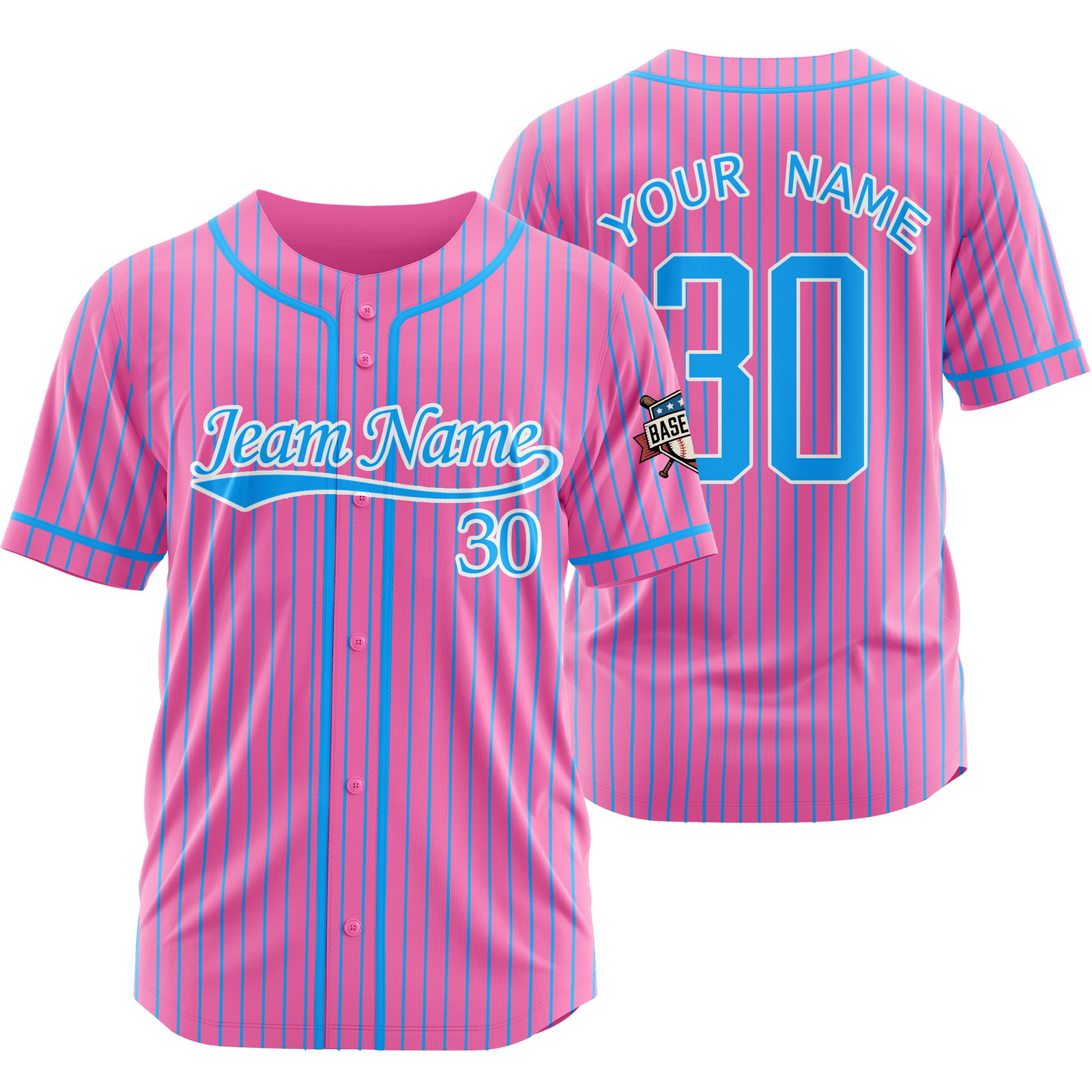 Custom Pink Blue Pinstripe Baseball Jersey for Men Women Kids