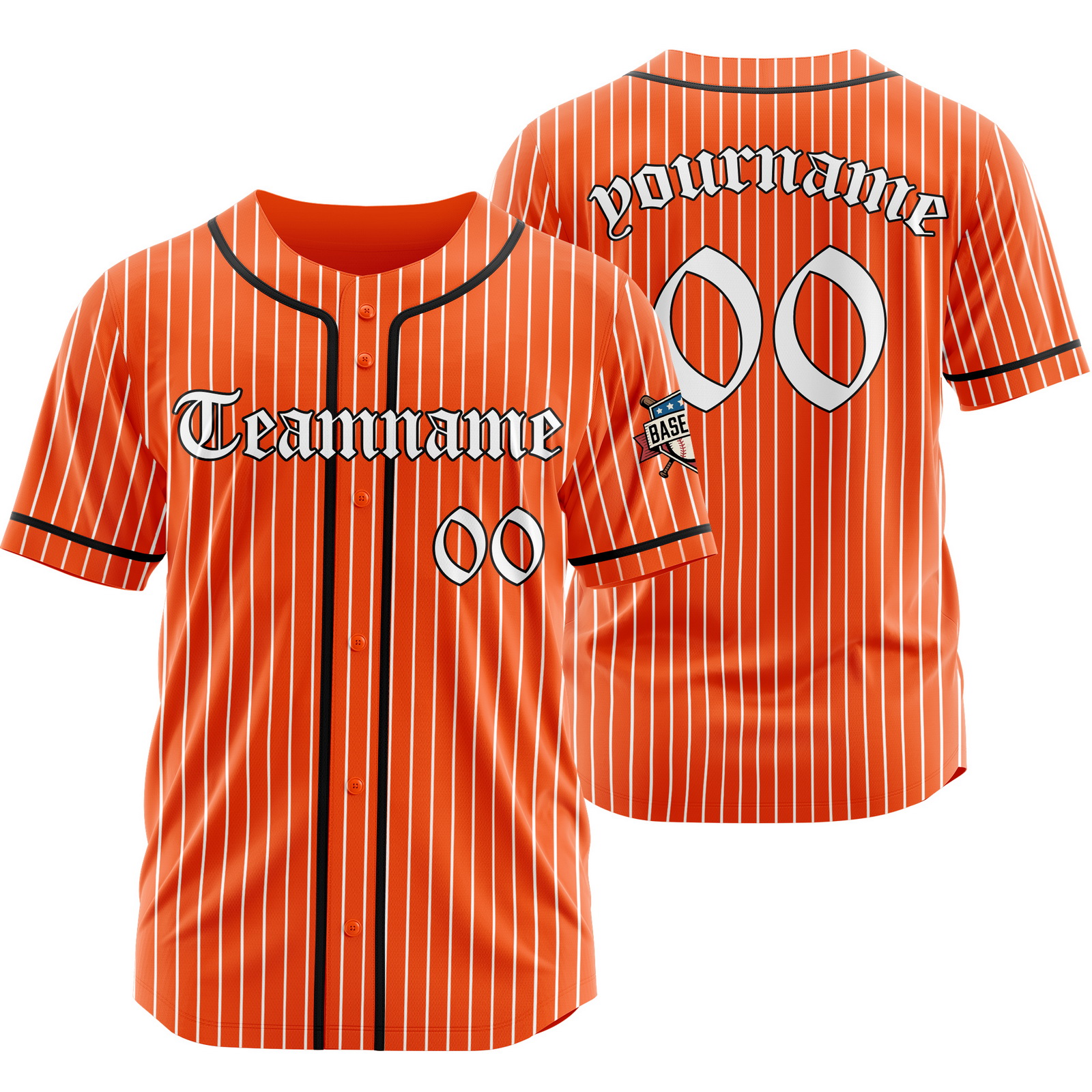 Custom Orange White Pinstripe Baseball Jersey with Name Number Logo